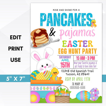 Pancakes and pajamas party invitations